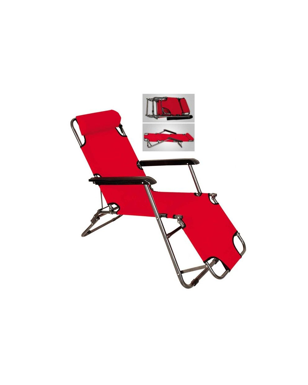 Πτυσσόμενη καρέκλα - ξαπλώστρα παραλίας - 1236 - 270942 - Red