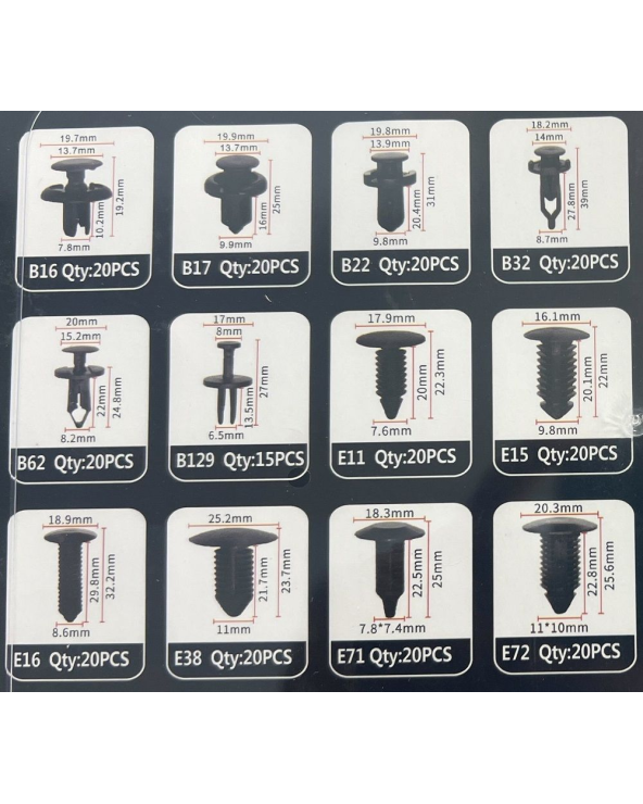Σετ συνδετήρες αυτοκινήτου 12 τύπων - 240pcs