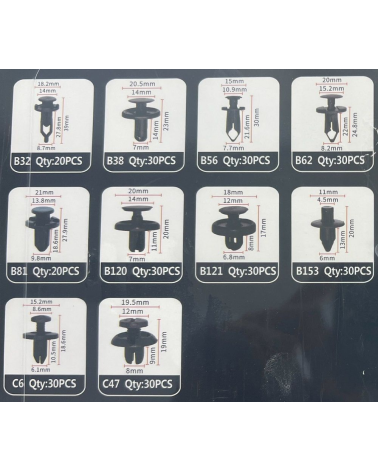 Σετ συνδετήρες αυτοκινήτου 10 τύπων - 280pcs