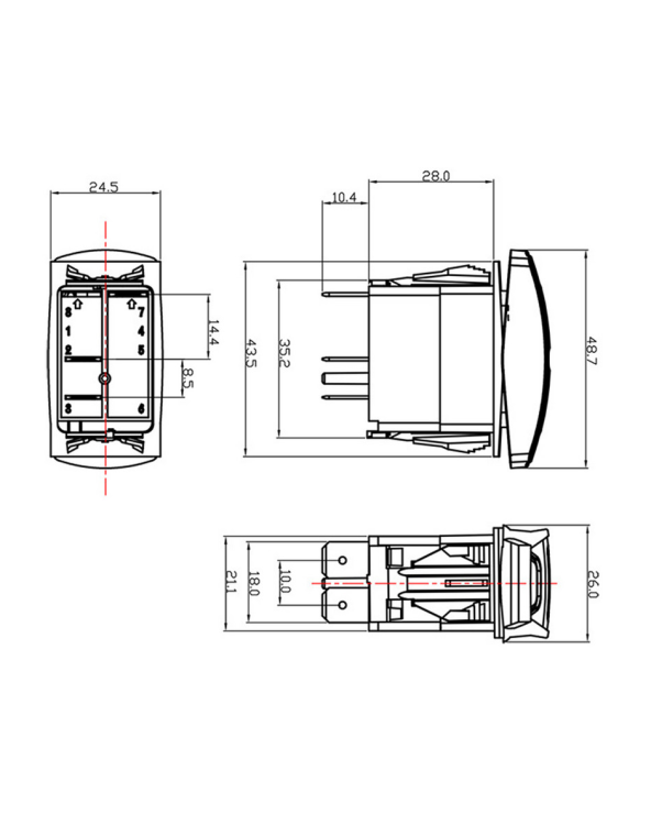 Διακόπτης φώτων οχημάτων On/Off χωνευτός - R-F13214-05-1U