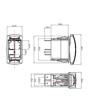 Διακόπτης φώτων οχημάτων On/Off χωνευτός - R-F13214-05-1U