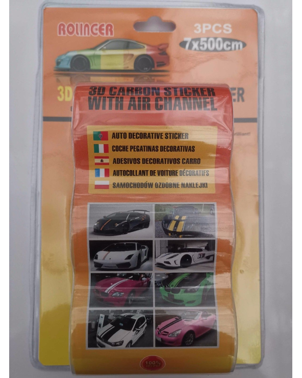 Αυτοκόλλητα αυτοκινήτου Carbon - 7x500cm - Μαύρο