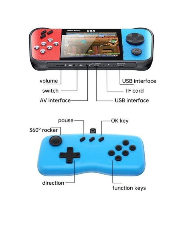 Φορητή κονσόλα παιχνιδιών με χειριστήριο - X60 - 887677 - Blue
