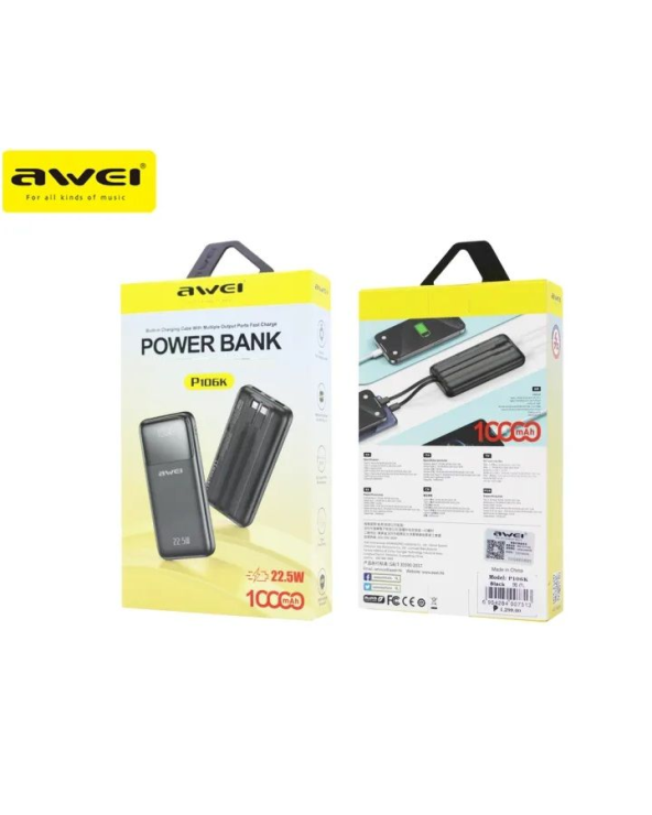 Powerbank - P106K - 10.000mah - 22.5W - AWEI - 007313 - Black