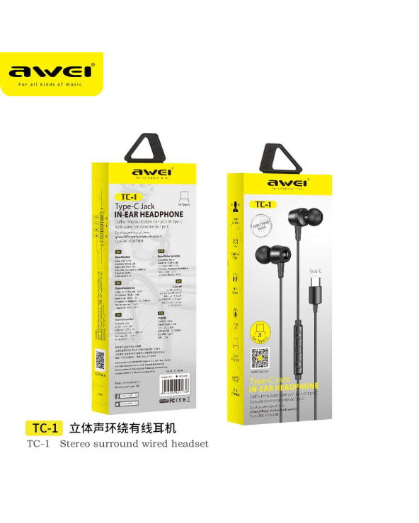 Ενσύρματα ακουστικά - TC-1 - Type-C - AWEI