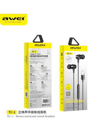 Ενσύρματα ακουστικά - TC-1 - Type-C - AWEI