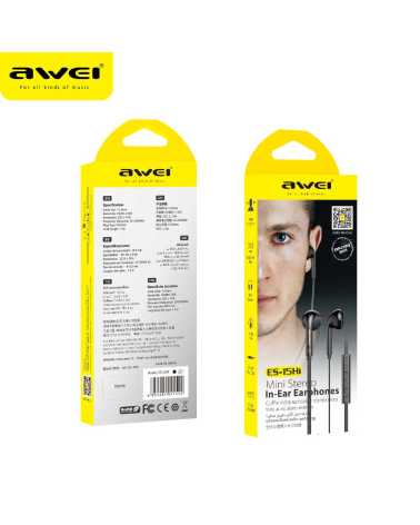 Ενσύρματα ακουστικά - ES-15hi - AWEI - 041522 - Black