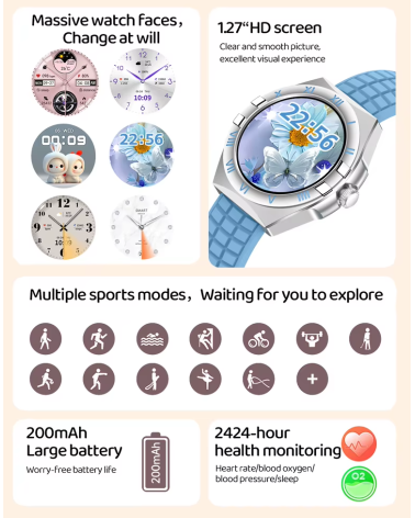 Σετ Smartwatch με 3 λουράκια - LG80 Mini - 065066 - Blue
