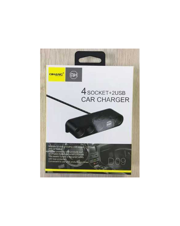 Πολύπριζο φόρτισης αναπτήρα αυτοκινήτου με 4 παροχές - 2 Θύρες USB - D09
