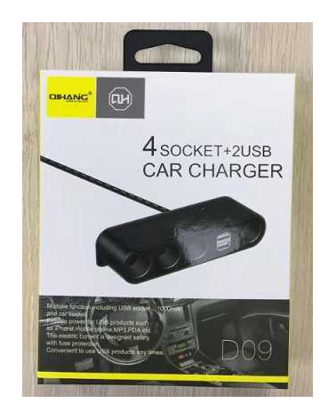 Πολύπριζο φόρτισης αναπτήρα αυτοκινήτου με 4 παροχές - 2 Θύρες USB - D09