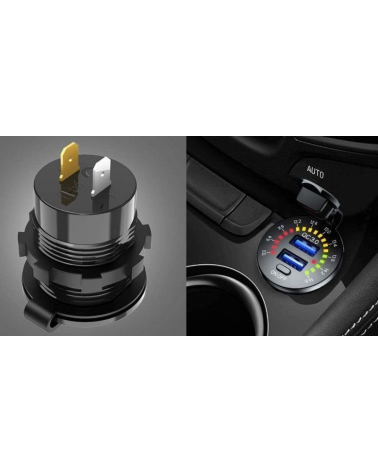 Σταθερή θύρα φόρτισης USB οχημάτων με βολτόμετρο - Quick Charger - 1540405/06