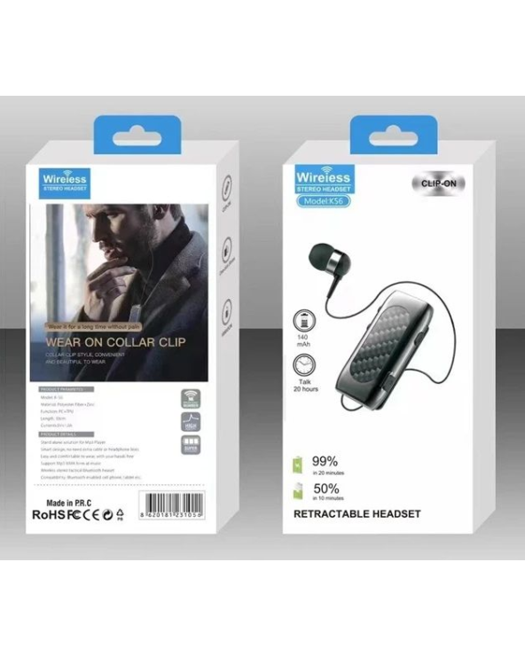Ασύρματο ακουστικό Bluetooth - K56 - 231056 - Black