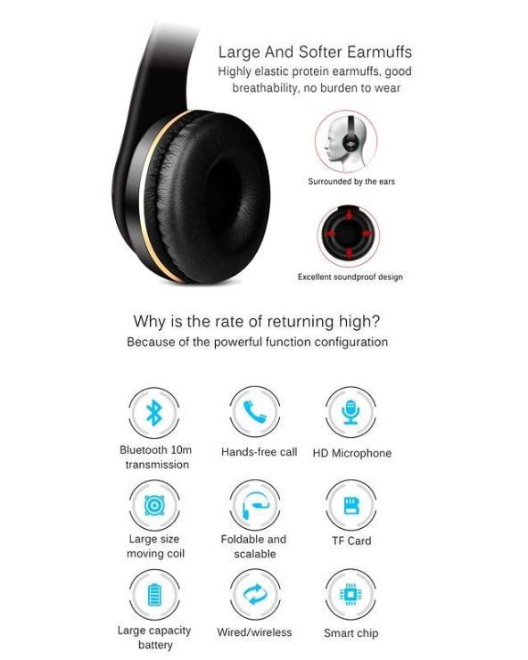 Ασύρματα ακουστικά - Headphones - Τ5 - 540054 - Black