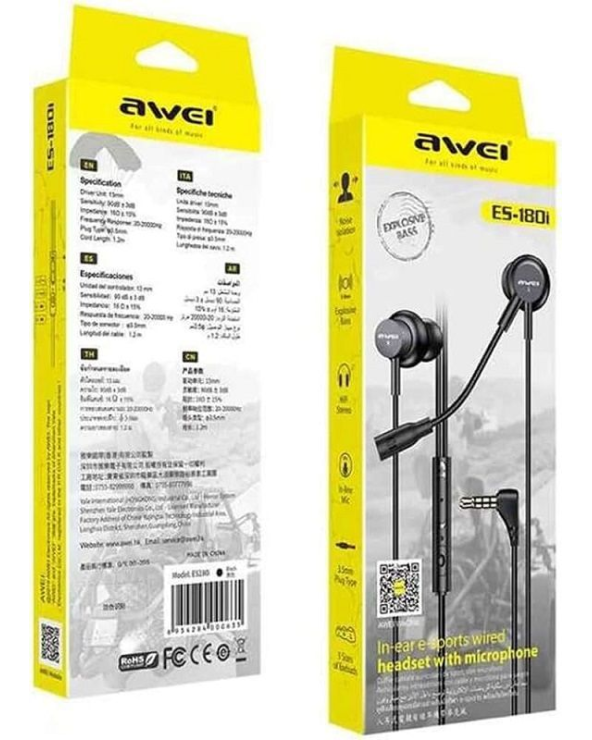 Ενσύρματα ακουστικά με εξωτερικό μικρόφωνο - ES-180i - AWEI