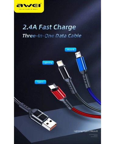 Καλώδιο φόρτισης & data 3in1 - Fast Charge - CL-971 - 1.2m - AWEI