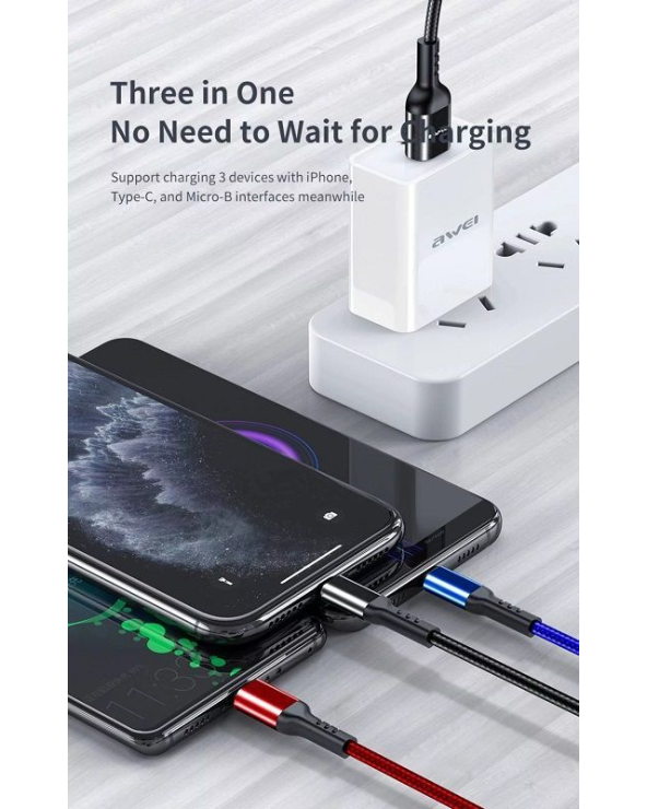 Καλώδιο φόρτισης & data 3in1 - Fast Charge - CL-971 - 1.2m - AWEI