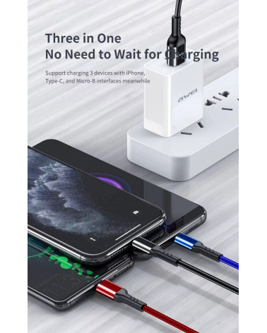 Καλώδιο φόρτισης & data 3in1 - Fast Charge - CL-971 - 1.2m - AWEI