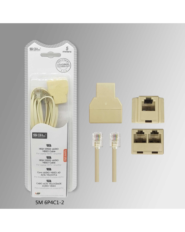 Καλώδιο γραμμής τηλεφώνου - 5m - 6P4C