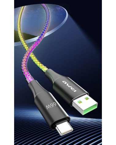 Καλώδιο φόρτισης & data με φωτισμό - Fast Charge - Type-C - CL-127T - 66W - AWEI