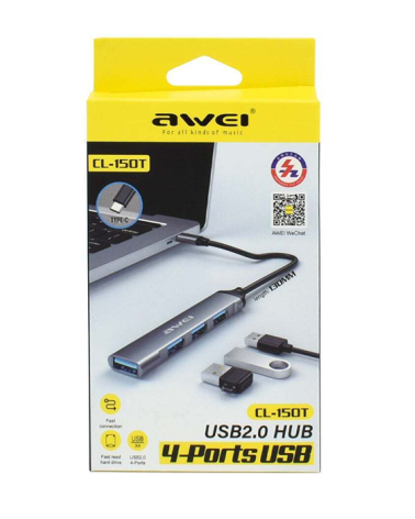 Αντάπτορας USB Hub με 4 θύρες - CL-150T - USB Type-C - AWEI