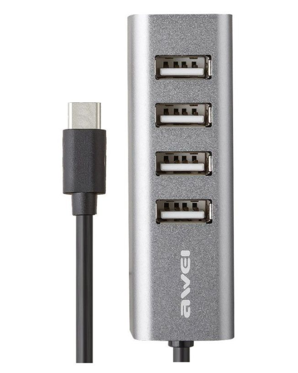 Αντάπτορας USB 2.0 Hub με 4 θύρες - Type-C - CL-122T - AWEI