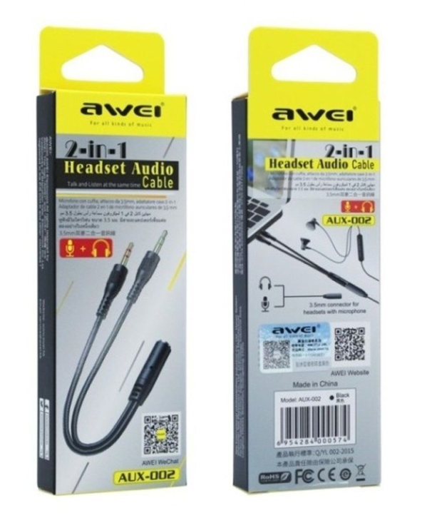 Αντάπτορας Female 3.5mm Jack σε Male Audio & Microphone Jack 3.5mm - AUX-002 - AWEI