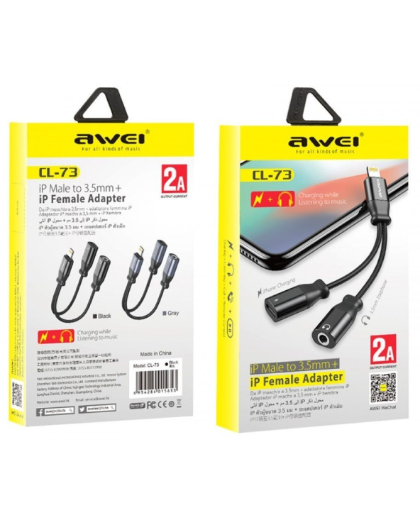 Αντάπτορας Lightning male σε Jack 3.5mm/Lightning female - CL-73 - AWEI