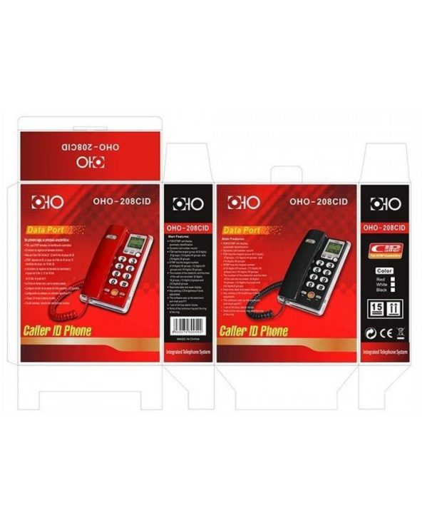 Ενσύρματο σταθερό τηλέφωνο - OHO 208 - 102082 - Black