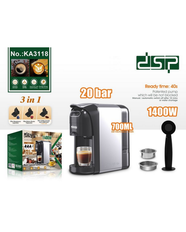 Μηχανή Espresso για κάψουλες & αλεσμένο καφέ - KA3118 - DSP