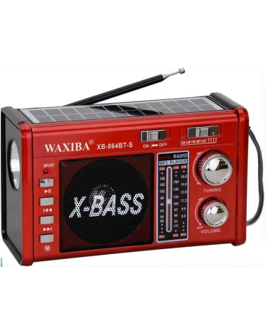 Επαναφορτιζόμενο ραδιόφωνο με ηλιακό πάνελ - XB864 BT-S - 108648 - Red