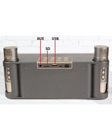 Ασύρματο ηχείο Bluetooth με 2 μικρόφωνα Karaoke - YS215 - 887271 - Grey