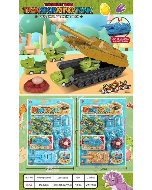 Σετ οχήματα Δεινόσαυροι με όχημα αποθήκευσης - 854A