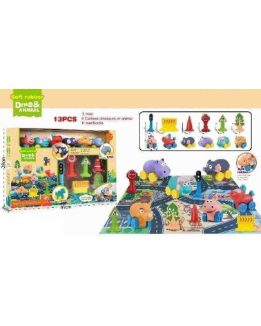 Σετ μοκέτα αυτοκινητόδρομος με αυτοκίνητα ζωάκια - 13pcs - JLX5510-2