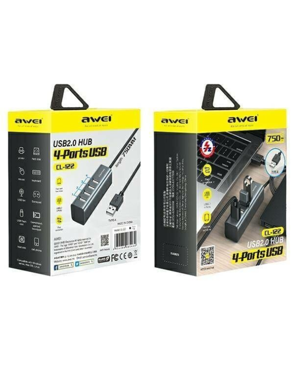 Αντάπτορας USB 2.0 Hub με 4 θύρες - CL-122 - AWEI