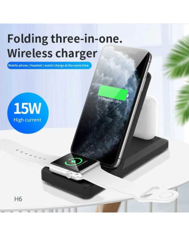 Βάση ασύρματης φόρτισης Smartphone/Smartwatch/Ακουστικών iOS - 3in1 - H6 - 15W