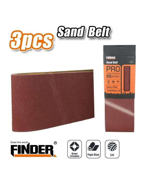 Σετ ταινίες λείανσης για ταινιολειαντήρα - Sand Belt - 120P - 3pcs - Finder