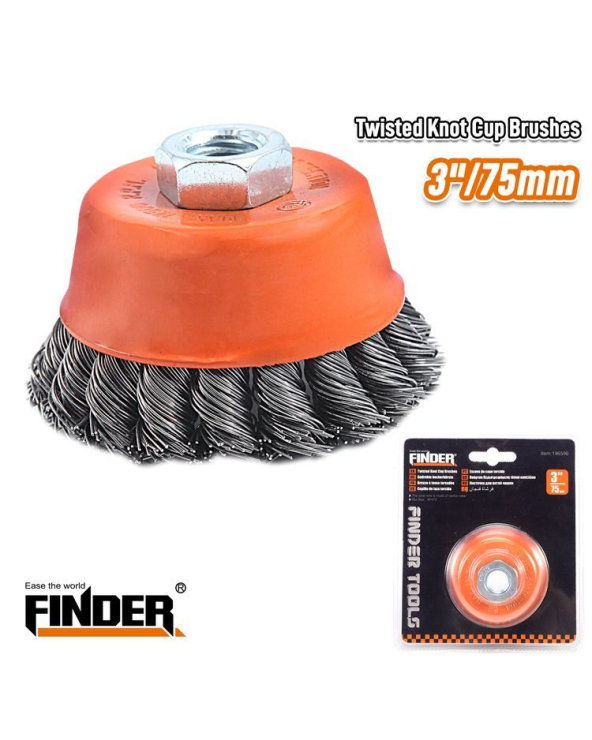 Συρματόβουρτσα καμπάνα στριφτή για γωνιακό τροχό - 3"/75mm - Finder