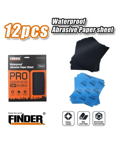 Αδιάβροχα φύλλα λείανσης - 12pcs - 150P - Finder