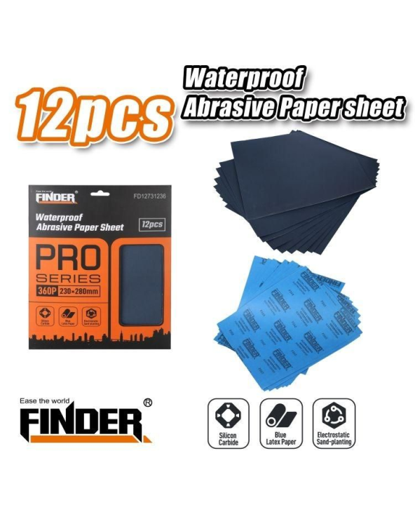 Αδιάβροχα φύλλα λείανσης - 12pcs - 360P - Finder