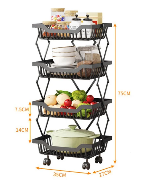 Τροχήλατη ραφιέρα τροφίμων κουζίνας - 1027-4