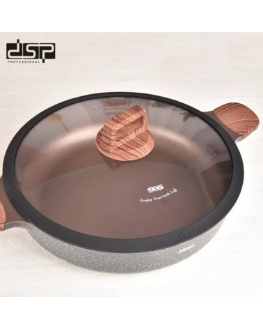 Ρηχή κατσαρόλα αντικολλητική με καπάκι - 3.9L - CA004-BS28-Black - DSP