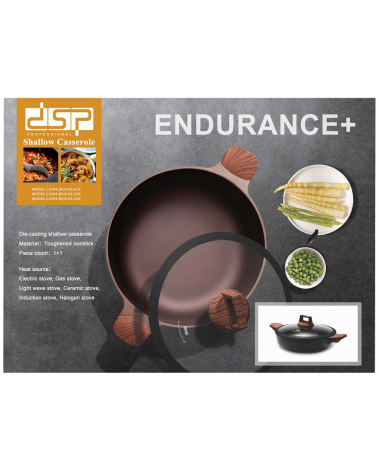 Ρηχή κατσαρόλα αντικολλητική με καπάκι - 3.9L - CA004-BS28-Black - DSP