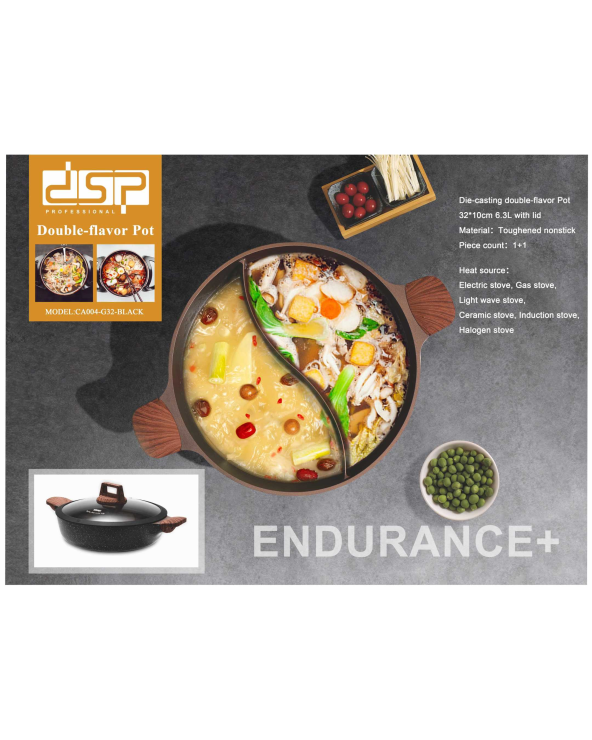 Κατσαρόλα αντικολλητική 2 θέσεων - 6.3L - CA004-G32-Black - DSP