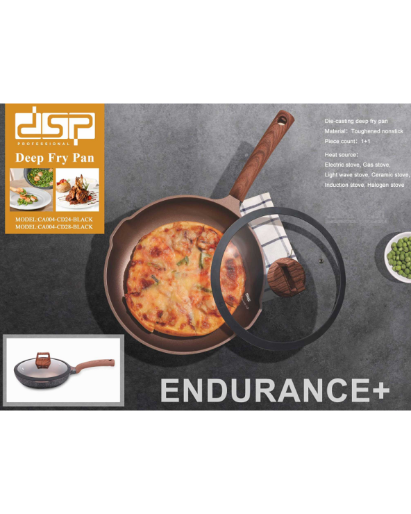 Αντικολλητικό τηγάνι με καπάκι - 2.7L - CA004-CD24-Black - DSP