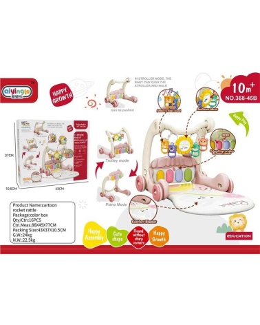 Βρεφικό γυμναστήριο & στράτα - 2in1 - 368-45B - 215344 - Pink