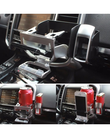 Ποτηροθήκη αυτοκινήτου με βάση κινητού και θήκη τσιγάρων - 005168 - Black