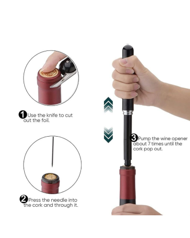 Ανοιχτήρι κρασιού με πίεση αέρος - Τιρμπουσόν - KH1-002101 - 812549 - Black