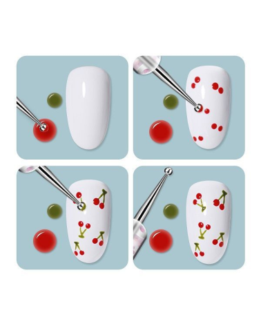 Σετ πινέλα & εργαλεία μανικιούρ Nail Art διπλής όψης - B261 - 5pcs