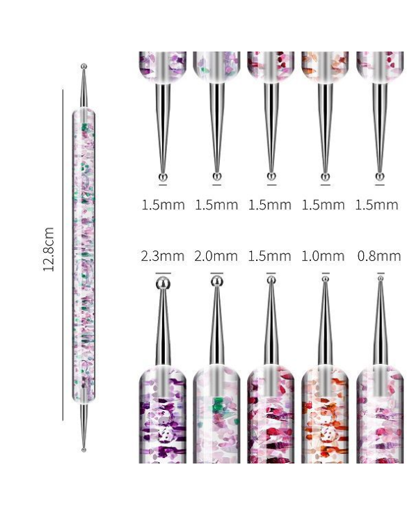 Σετ πινέλα & εργαλεία μανικιούρ Nail Art διπλής όψης - B261 - 5pcs