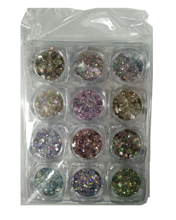 Σετ Glitter νυχιών Nail Art - Παλέτα - Glitter DJ - 12pcs